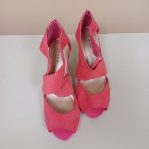 HOT PINK heels peep toe size 9